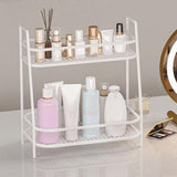 Maxbell 2 Tier Spice Storage Rack Mesh Design Office Rustproof Kitchen Counter Shelf White