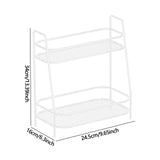 Maxbell 2 Tier Spice Storage Rack Mesh Design Office Rustproof Kitchen Counter Shelf White