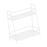 Maxbell 2 Tier Spice Storage Rack Mesh Design Office Rustproof Kitchen Counter Shelf White