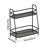 Maxbell 2 Tier Spice Storage Rack Mesh Design Office Rustproof Kitchen Counter Shelf Black