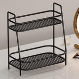 Maxbell 2 Tier Spice Storage Rack Mesh Design Office Rustproof Kitchen Counter Shelf Black