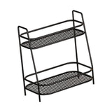 Maxbell 2 Tier Spice Storage Rack Mesh Design Office Rustproof Kitchen Counter Shelf Black