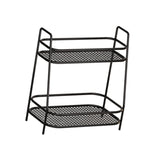 Maxbell 2 Tier Spice Storage Rack Mesh Design Office Rustproof Kitchen Counter Shelf Black