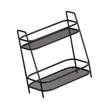 Maxbell 2 Tier Spice Storage Rack Mesh Design Office Rustproof Kitchen Counter Shelf Black