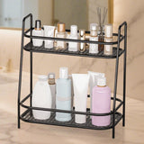 Maxbell 2 Tier Spice Storage Rack Mesh Design Office Rustproof Kitchen Counter Shelf Black