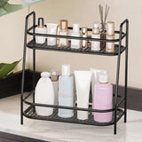 Maxbell 2 Tier Spice Storage Rack Mesh Design Office Rustproof Kitchen Counter Shelf Black