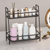 Maxbell 2 Tier Spice Storage Rack Mesh Design Office Rustproof Kitchen Counter Shelf Black