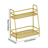 Maxbell 2 Tier Spice Storage Rack Mesh Design Office Rustproof Kitchen Counter Shelf Gold
