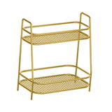 Maxbell 2 Tier Spice Storage Rack Mesh Design Office Rustproof Kitchen Counter Shelf Gold