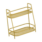 Maxbell 2 Tier Spice Storage Rack Mesh Design Office Rustproof Kitchen Counter Shelf Gold