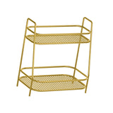 Maxbell 2 Tier Spice Storage Rack Mesh Design Office Rustproof Kitchen Counter Shelf Gold