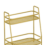 Maxbell 2 Tier Spice Storage Rack Mesh Design Office Rustproof Kitchen Counter Shelf Gold