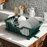 Maxbell Dish Rack Lightweight Versatile Storage Shelf for Dishes for Counter Cabinet Dark Green