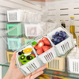 Maxbell Fridge Organizer 3 Compartments Divided Serving Tray for Party Fruit Candies Green
