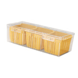 Maxbell Fridge Organizer 3 Compartments Divided Serving Tray for Party Fruit Candies yellow