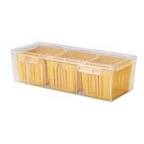 Maxbell Fridge Organizer 3 Compartments Divided Serving Tray for Party Fruit Candies yellow