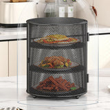 Maxbell Food Cover Rack Space Saving Multi Tier Organizer for BBQ Restaurant Camping black 3 tier