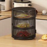 Maxbell Food Cover Rack Space Saving Multi Tier Organizer for BBQ Restaurant Camping black 3 tier