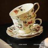 Maxbell Tea Cup and Saucer Set Coffee Mug for Birthday Gift Thanksgiving Day Wedding