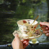 Maxbell Tea Cup and Saucer Set Coffee Mug for Birthday Gift Thanksgiving Day Wedding