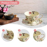 Maxbell Tea Cup and Saucer Set Coffee Mug for Birthday Gift Thanksgiving Day Wedding