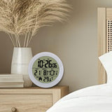 Maxbell Digital Alarm Clock Round Bedside Table Timepiece for Kitchen Bedroom Hotels White