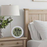 Maxbell Digital Alarm Clock Round Bedside Table Timepiece for Kitchen Bedroom Hotels White