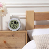Maxbell Digital Alarm Clock Round Bedside Table Timepiece for Kitchen Bedroom Hotels White