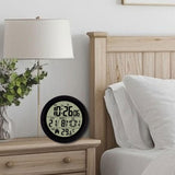 Maxbell Digital Alarm Clock Round Bedside Table Timepiece for Kitchen Bedroom Hotels Black