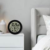 Maxbell Digital Alarm Clock Round Bedside Table Timepiece for Kitchen Bedroom Hotels Black