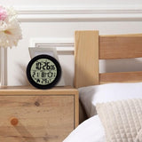 Maxbell Digital Alarm Clock Round Bedside Table Timepiece for Kitchen Bedroom Hotels Black