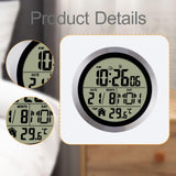 Maxbell Digital Alarm Clock Round Bedside Table Timepiece for Kitchen Bedroom Hotels Aluminum frame