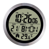 Maxbell Digital Alarm Clock Round Bedside Table Timepiece for Kitchen Bedroom Hotels Aluminum frame