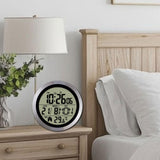 Maxbell Digital Alarm Clock Round Bedside Table Timepiece for Kitchen Bedroom Hotels Aluminum frame
