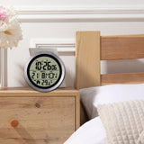 Maxbell Digital Alarm Clock Round Bedside Table Timepiece for Kitchen Bedroom Hotels Aluminum frame