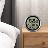 Maxbell Digital Alarm Clock Round Bedside Table Timepiece for Kitchen Bedroom Hotels Aluminum frame