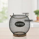 Maxbell Coffee Pod Holder Metal Coffee Pod Storage Basket for Office Countertop Room 14.5cmx15.5cm Blue Black