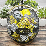 Maxbell Coffee Pod Holder Metal Coffee Pod Storage Basket for Office Countertop Room 14.5cmx15.5cm Blue Black