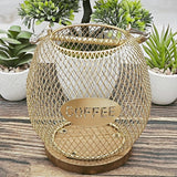 Maxbell Coffee Pod Holder Metal Coffee Pod Storage Basket for Office Countertop Room 14.5cmx15.5cm Blue Gold