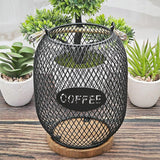 Maxbell Coffee Pod Holder Metal Coffee Pod Storage Basket for Office Countertop Room 13cmx17cm Blue Black