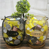 Maxbell Coffee Pod Holder Metal Coffee Pod Storage Basket for Office Countertop Room 13cmx17cm Blue Gold