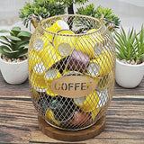 Maxbell Coffee Pod Holder Metal Coffee Pod Storage Basket for Office Countertop Room 13cmx17cm Blue Gold