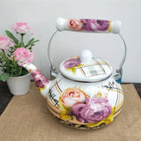 Maxbell Enamel Tea Kettle Multiuse with Handle 2.5L Teapot for Party Restaurant Home Style A