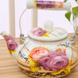 Maxbell Enamel Tea Kettle Multiuse with Handle 2.5L Teapot for Party Restaurant Home Style A