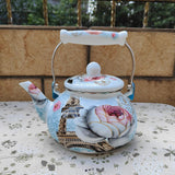 Maxbell Enamel Tea Kettle Multiuse with Handle 2.5L Teapot for Party Restaurant Home Style B