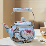 Maxbell Enamel Tea Kettle Multiuse with Handle 2.5L Teapot for Party Restaurant Home Style B