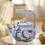 Maxbell Enamel Tea Kettle Multiuse with Handle 2.5L Teapot for Party Restaurant Home Style B