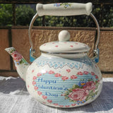 Maxbell Enamel Tea Kettle Multiuse with Handle 2.5L Teapot for Party Restaurant Home Style C