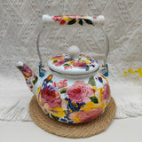 Maxbell Enamel Tea Kettle Multiuse with Handle 2.5L Teapot for Party Restaurant Home Style D