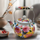 Maxbell Enamel Tea Kettle Multiuse with Handle 2.5L Teapot for Party Restaurant Home Style D